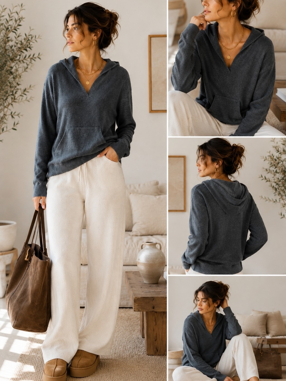 Tommy Bahama Hooded Grey Cashmere Sweater Hoodie Pullover